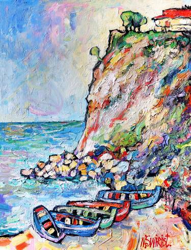 Original Impressionism Boat Paintings by Nicolai Ostapenco
