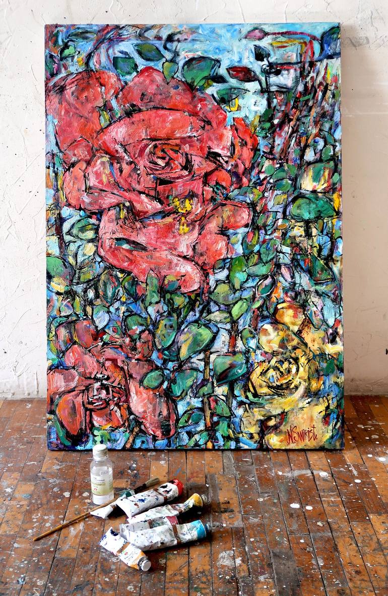 Original Impressionism Floral Painting by Nicolai Ostapenco