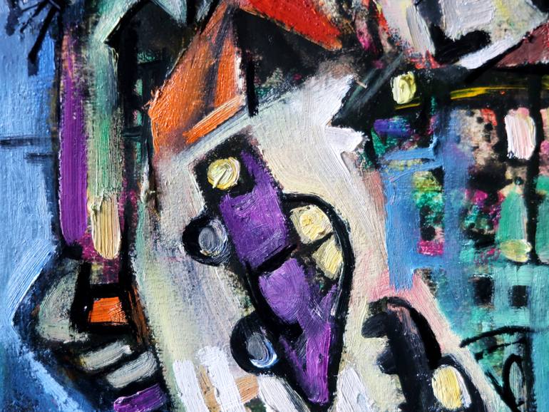 Original Abstract Expressionism Architecture Painting by Nicolai Ostapenco