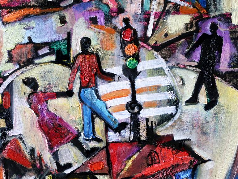 Original Abstract Expressionism Architecture Painting by Nicolai Ostapenco