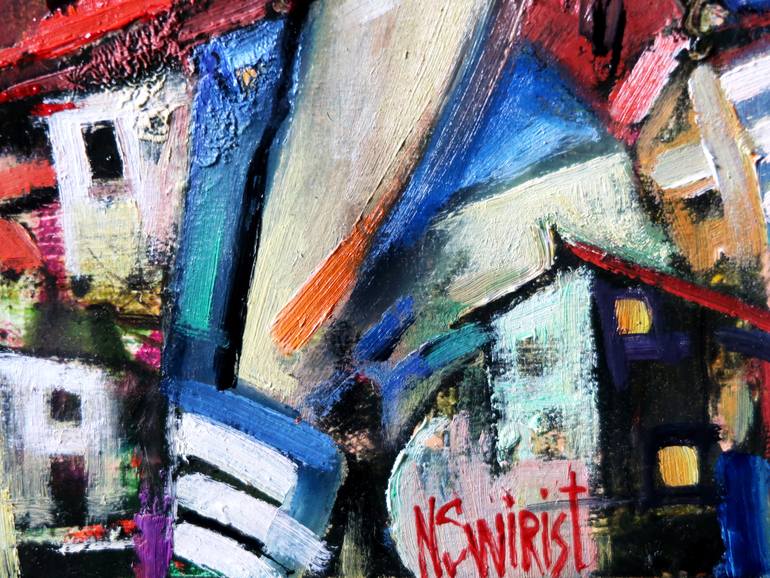 Original Abstract Expressionism Architecture Painting by Nicolai Ostapenco