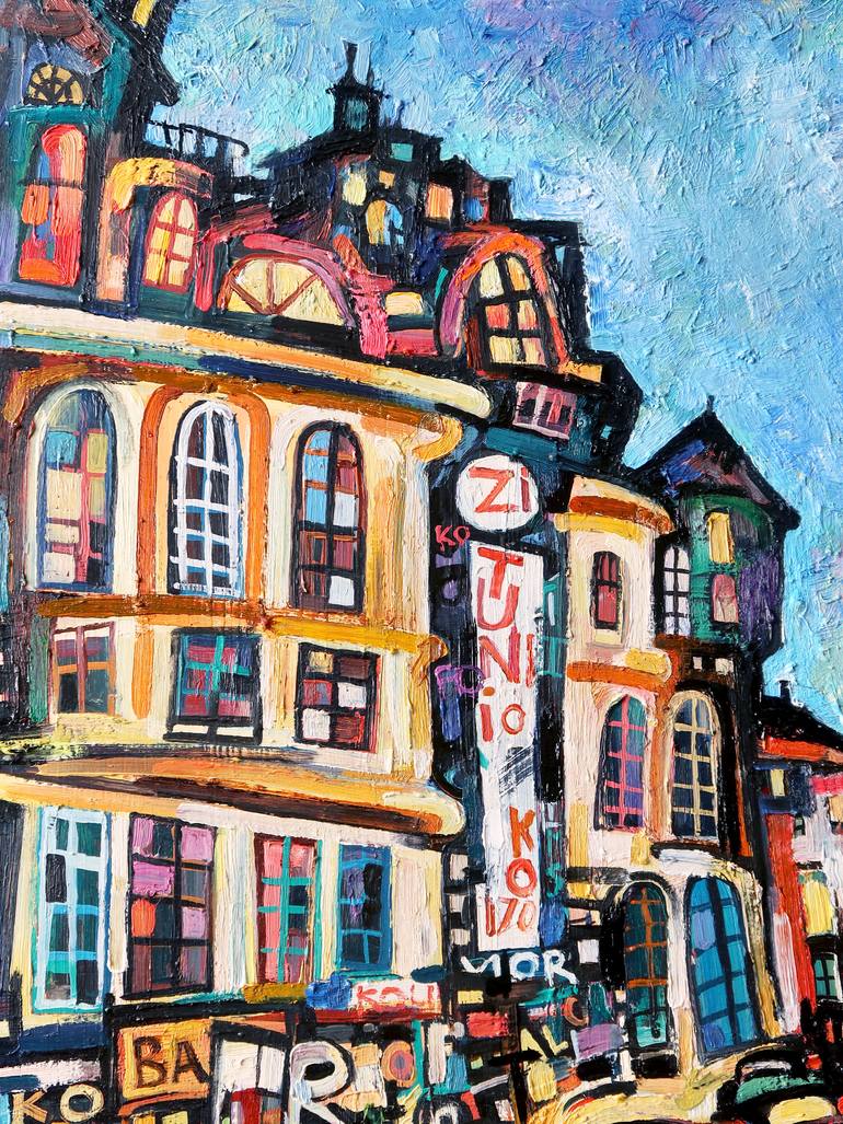 Original Abstract Expressionism Architecture Painting by Nicolai Ostapenco