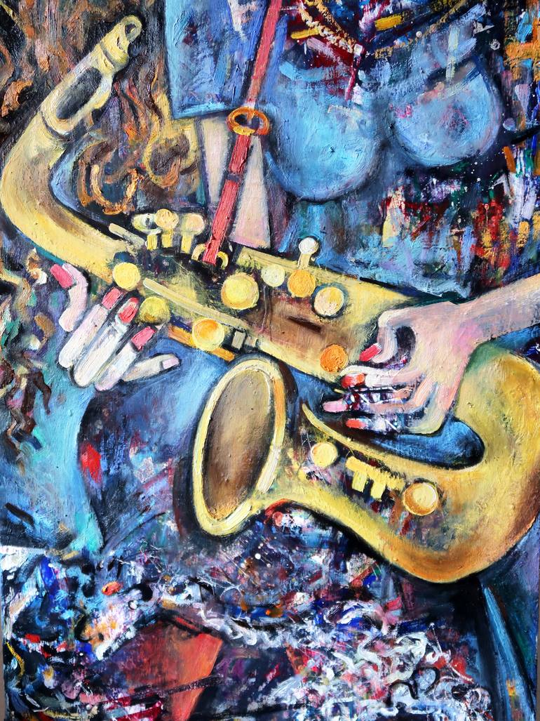 Original Abstract Expressionism Music Painting by Nicolai Ostapenco