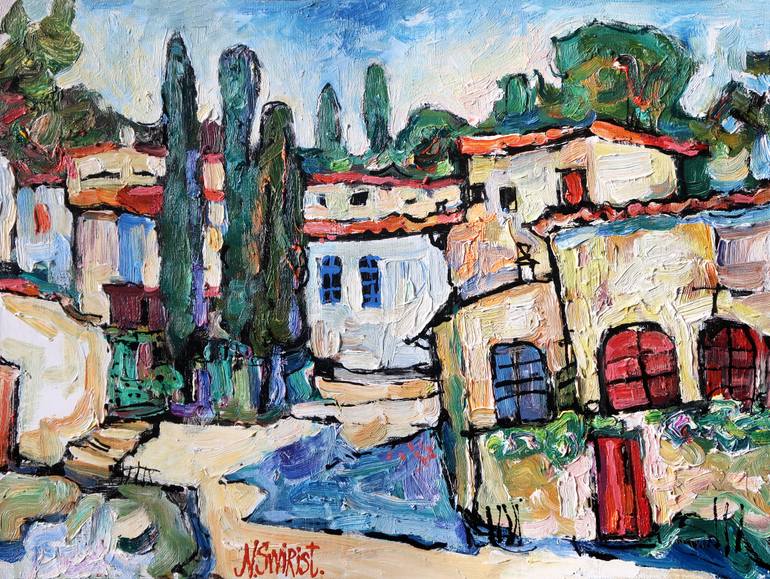 Original Architecture Painting by Nicolai Ostapenco | Impressionism Art on Canvas | Summer and Provence.