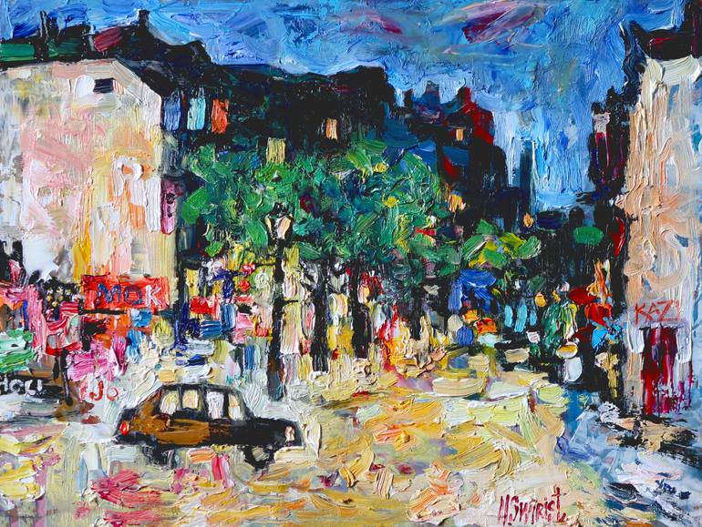 Original Architecture Painting by Nicolai Ostapenco | Impressionism Art on Canvas | "Evening and Paris"