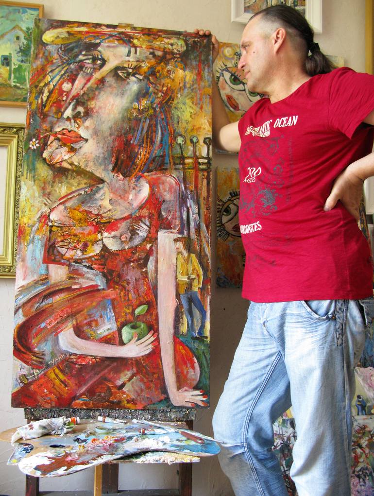 Original Abstract Transportation Painting by Nicolai Ostapenco