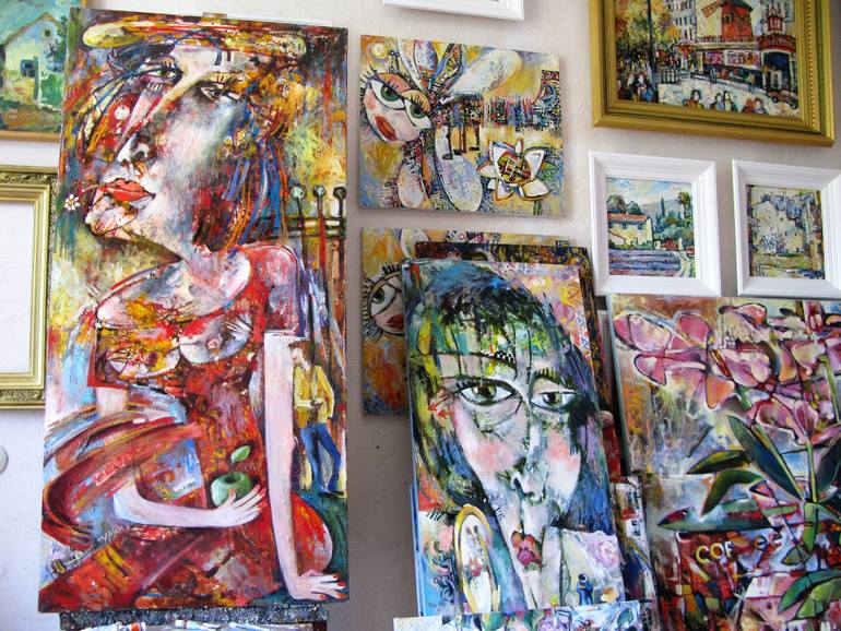 Original Abstract Transportation Painting by Nicolai Ostapenco