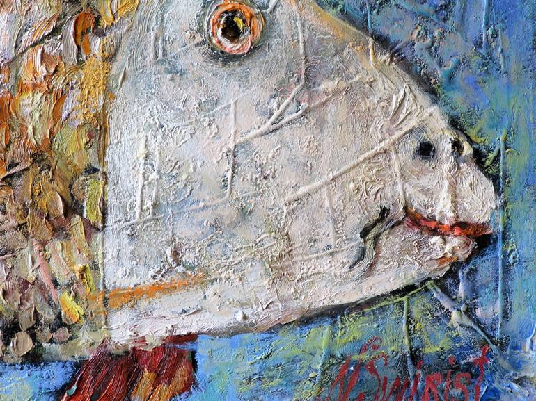 Original Abstract Expressionism Fish Painting by Nicolai Ostapenco