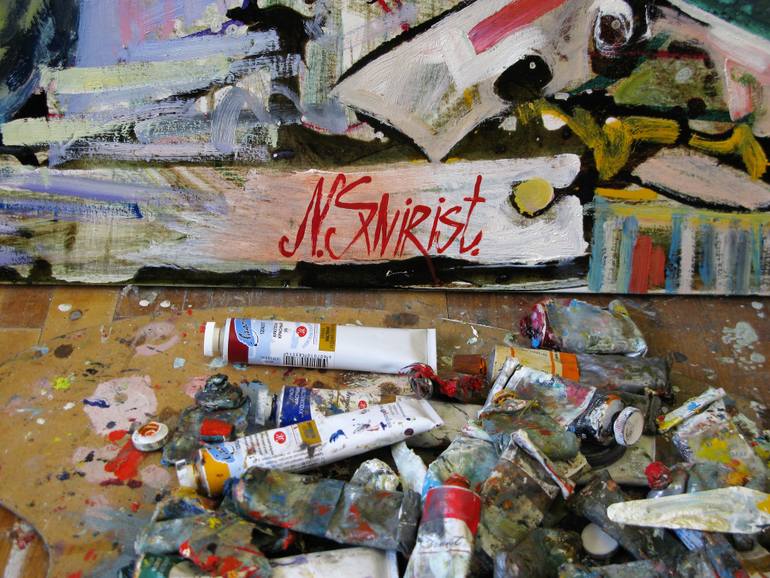 Original Abstract Expressionism Fantasy Painting by Nicolai Ostapenco