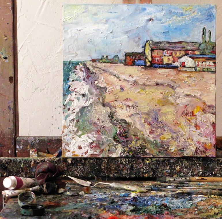 Original Impressionism Beach Painting by Nicolai Ostapenco