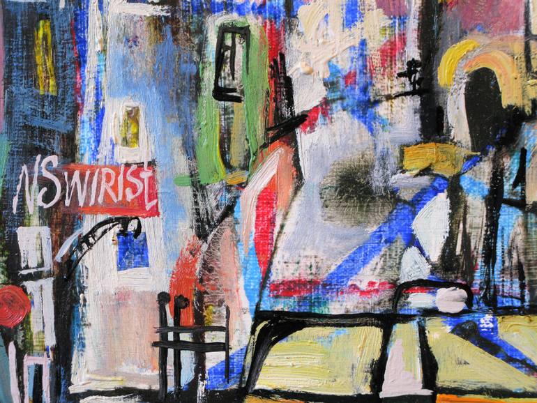 Original Abstract Expressionism Transportation Painting by Nicolai Ostapenco