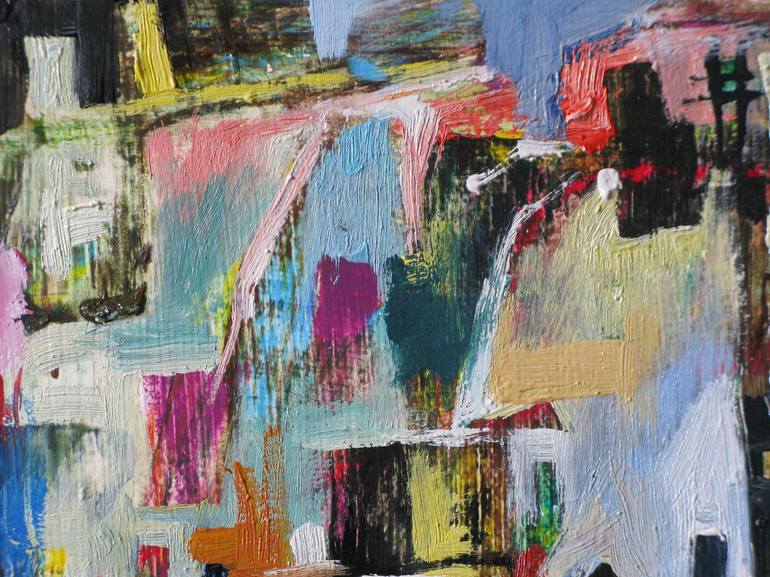 Original Abstract Expressionism Cities Painting by Nicolai Ostapenco