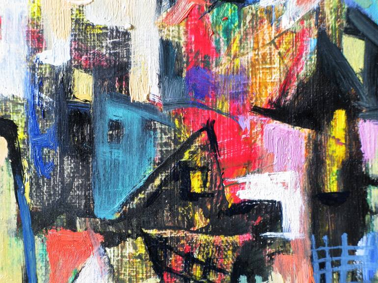 Original Abstract Expressionism Cities Painting by Nicolai Ostapenco