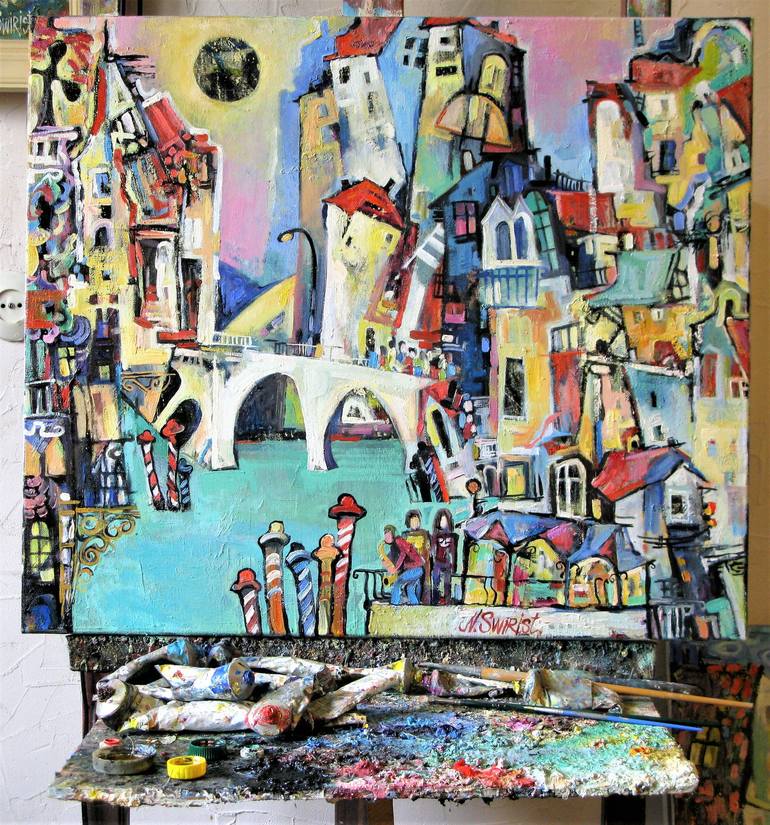 Original Expressionism Architecture Painting by Nicolai Ostapenco