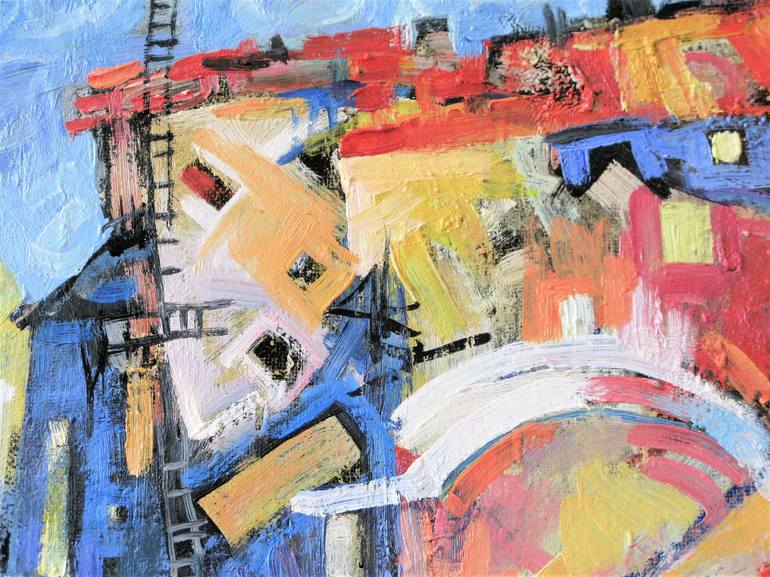Original Abstract Expressionism Architecture Painting by Nicolai Ostapenco