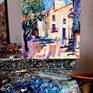 In the summer in Mataro, everything is very contrasting.
This artwork is made by traditional technology. Oil paints, canvas and linseed oil. I love to write etudes from life in a bright impressionistic manner. Small colorful strokes form a rainbow palette. I will try to convey the movement of air masses and the difference between illuminated and shady places.
