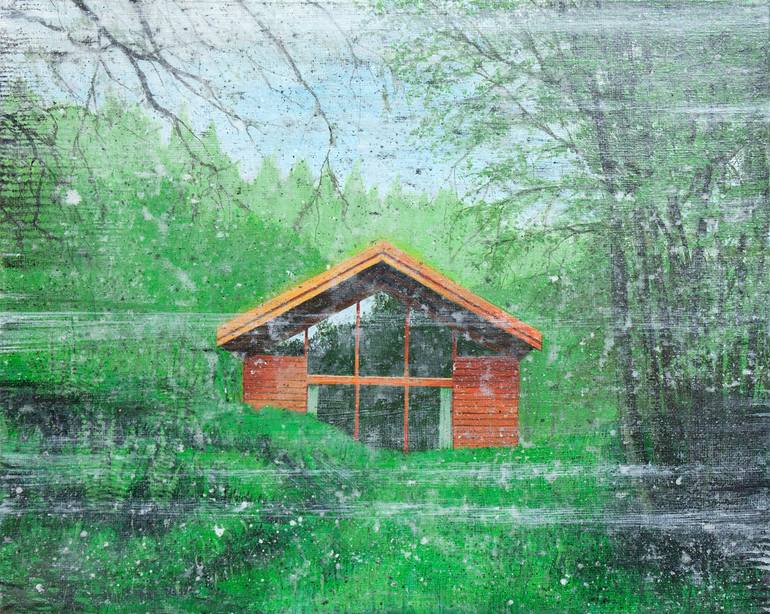 Original Landscape Painting by James Moore | Figurative Art on Canvas | Highlands Cabin