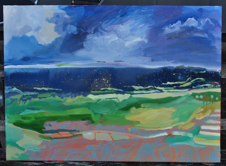 Original Art Deco Landscape Painting by Beata Daly