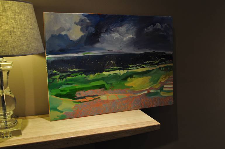 Original Art Deco Landscape Painting by Beata Daly
