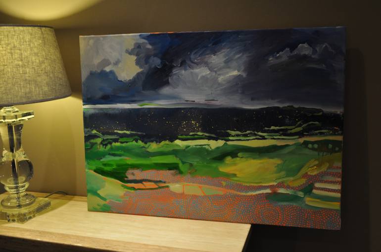 Original Art Deco Landscape Painting by Beata Daly