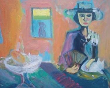 woman and white cat sold thumb