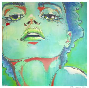 Big sexy green pop surrealism portrait: "Calianira". 2014 thumb