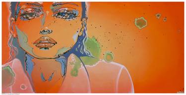 Stunning large orange abstract portrait: Ocirroe  2013  97 x 195 cm thumb