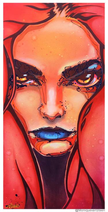 Red Stylized female portrait: Wrath  (7 sins serie) thumb