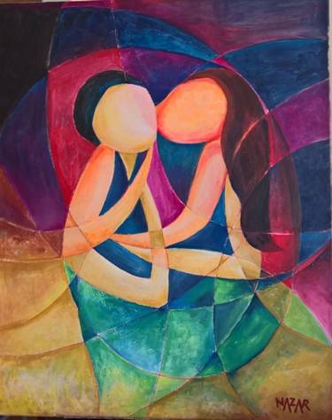 Original Cubism Love Painting by Nazar Haidri