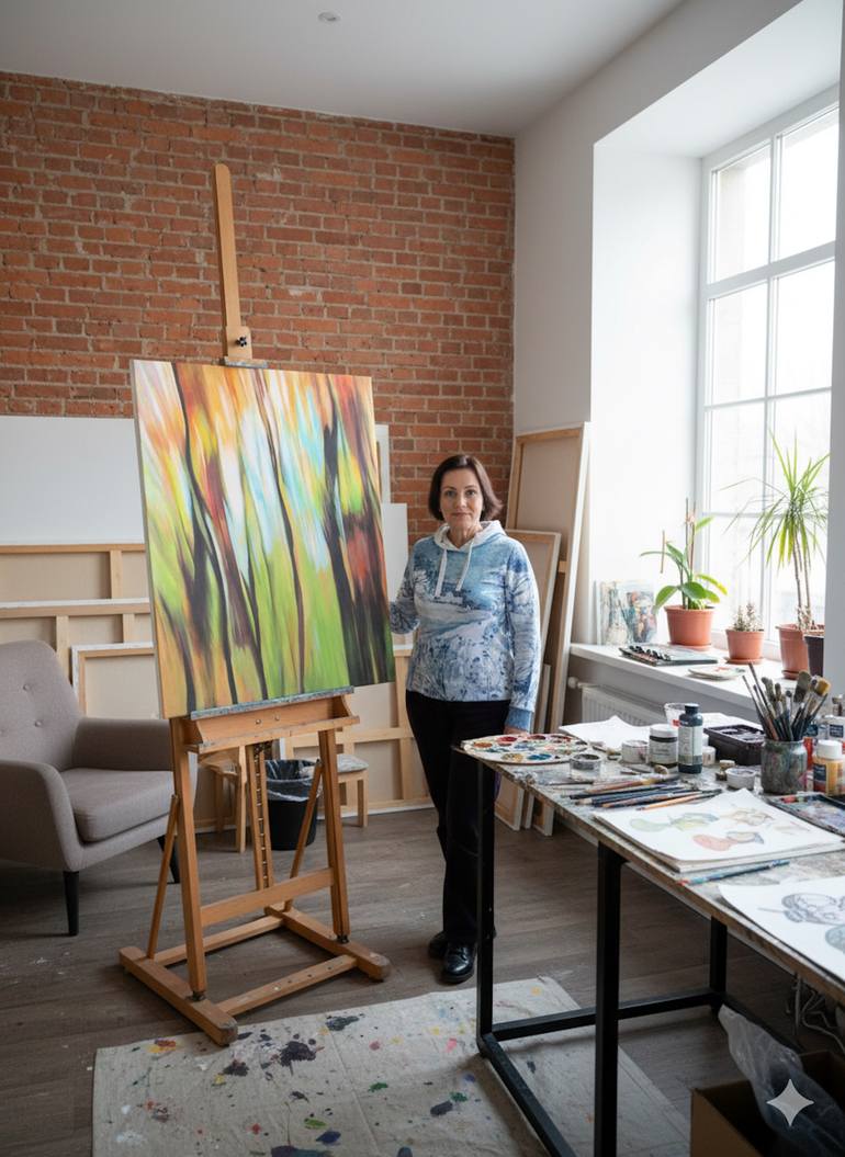 Original Abstract Expressionism Abstract Painting by Sylvie Moncion