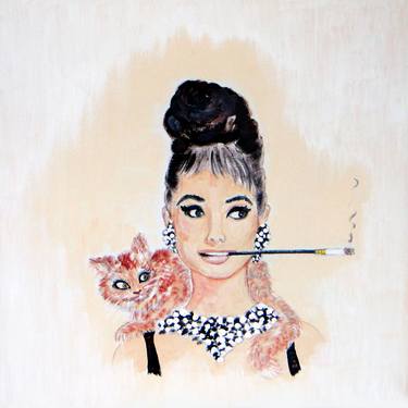 AUDREY HEPBURN & CAT/PRINTS thumb