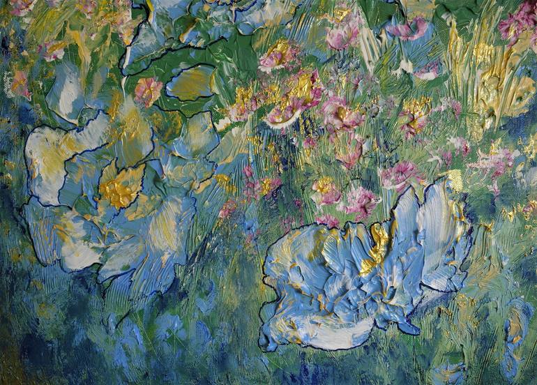 Original Abstract Floral Painting by Gitta Landgraf