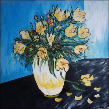 YELLOW FLOWERS IN A VASE /Painting & Prints thumb