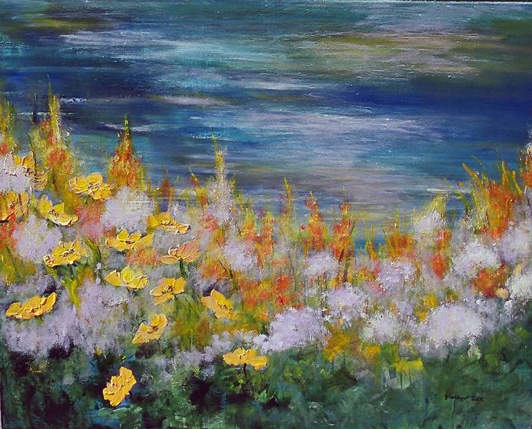Original Floral Painting by Gitta Landgraf | Impressionism Art on Canvas | AT THE LAKESHORE