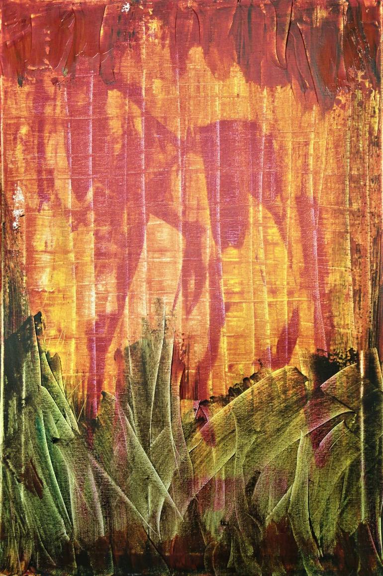 Original Horse Painting by Gitta Landgraf | Abstract Art on Canvas | WILD HORSE in RED-ORANGE