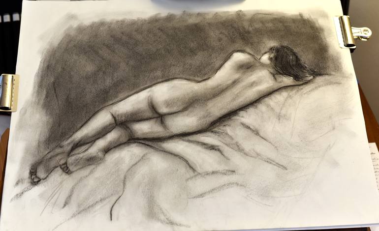 Original Figurative Nude Drawing by Katy Hawk