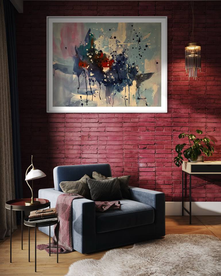 Original Abstract Expressionism Abstract Painting by Rodrigue Semabia