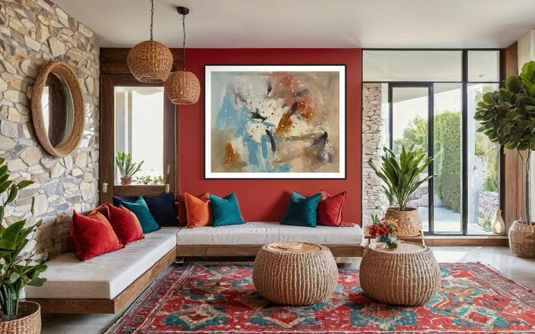 Original Abstract Expressionism Abstract Painting by Rodrigue Semabia