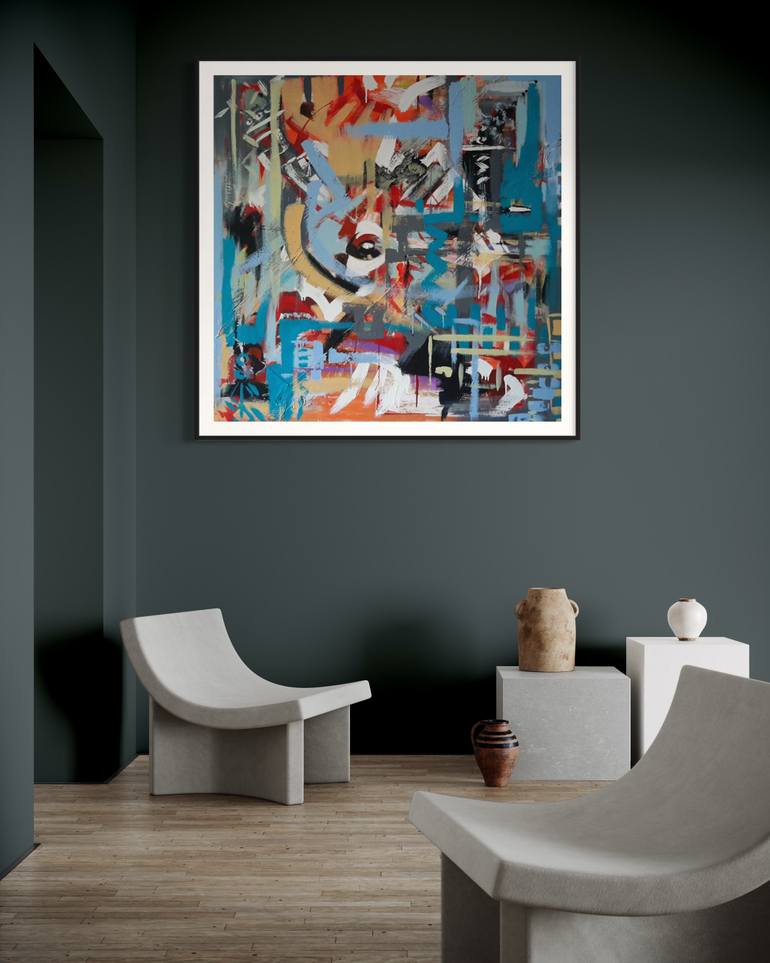 Original Abstract Expressionism Abstract Painting by Rodrigue Semabia