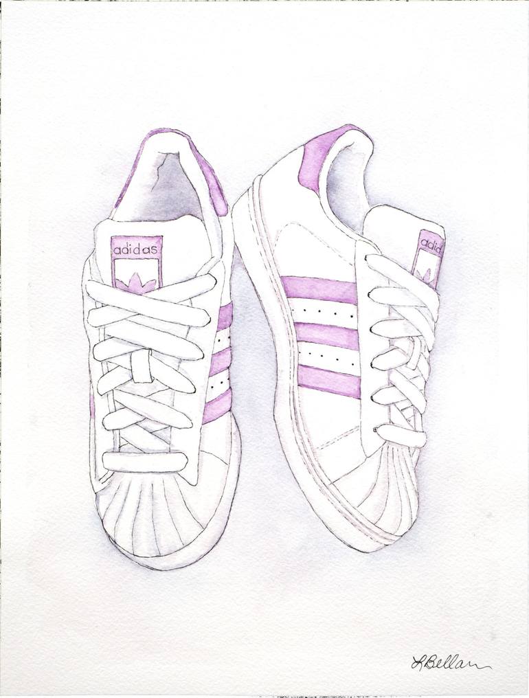 Pink Superstar Shell Toe Sneakers Painting by Lisa Bellavance | Saatchi Art