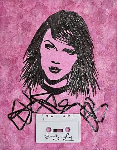 Taylor Swift Pink Watercolor Cassette Portrait thumb