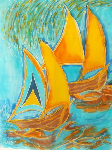 Print of Expressionism Sailboat Paintings by Stefanie Wilhelm