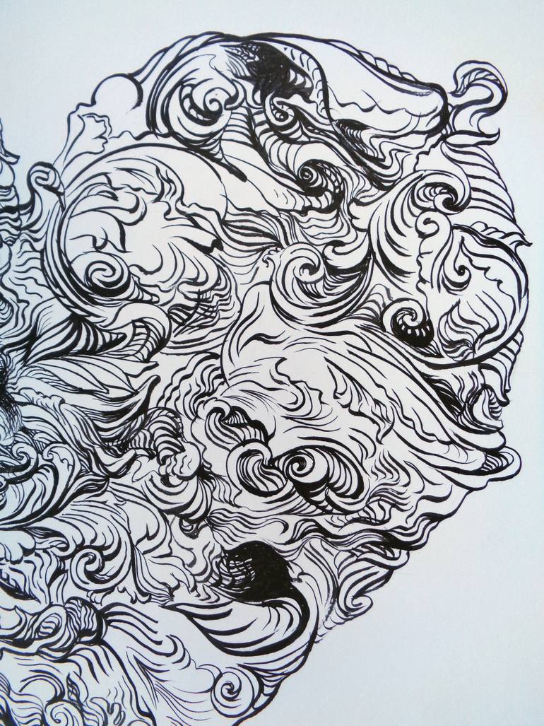 Original Black & White Fantasy Drawing by Razvan Zahu