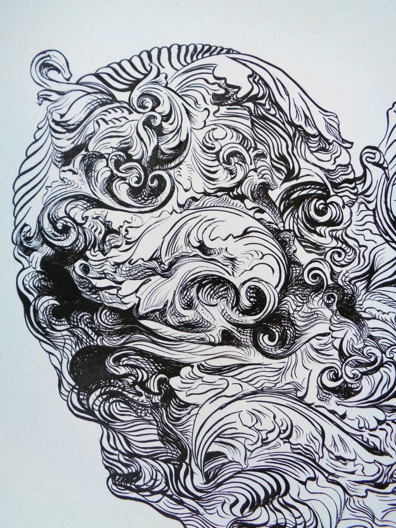 Original Black & White Fantasy Drawing by Razvan Zahu