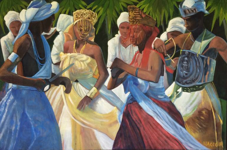 Dance of the Orishas Painting by Maria Aparecida Valente Barreira ...