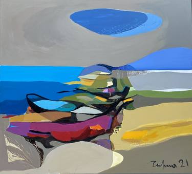 Original Abstract Boat Paintings by Fatmir Tufina