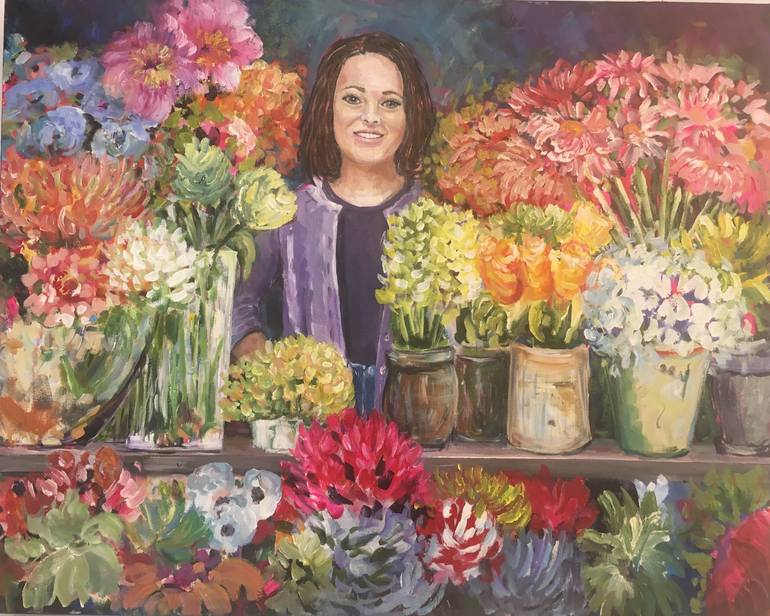 Girl In The Flower Shop Painting By Lori Goldberg Saatchi Art