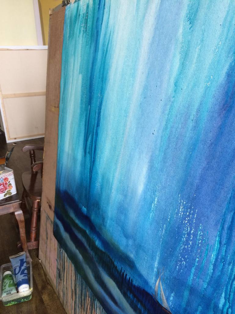 Original Abstract Boat Painting by Mena Malgavkar