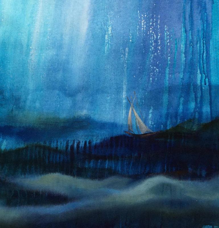 Original Abstract Boat Painting by Mena Malgavkar