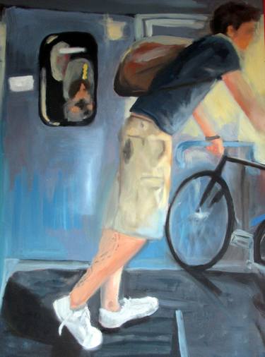ragazzo con la bici sul treno (Sold) thumb